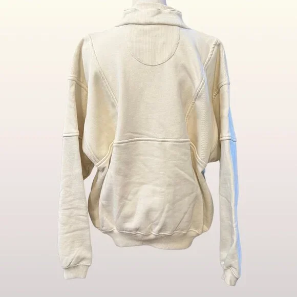 JOAH BROWN Retro Half Zip Pullover NWT Off White Luxe French Terry Oversized M/L - Picture 5 of 11